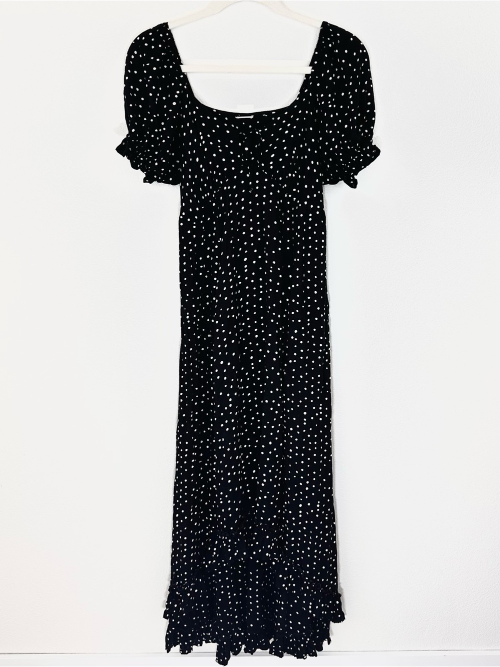 Patrons of Peace Polka Dot Maxi Dress with Puff Sleeves Size Small